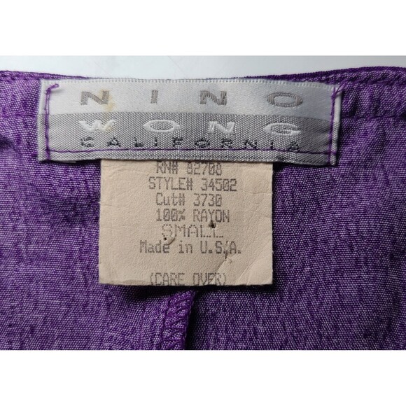 Nino Wong California Purple & Pink Button Up Vintage Blouse Women's Size Small - Picture 5 of 10